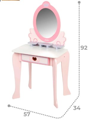 Tocador infantil de madera rosa
