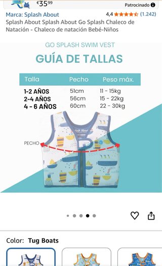 Chaleco flotador Splash About infantil