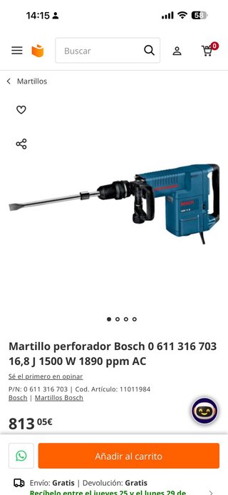 Martillo Percutor Bosch GSH11E 11kg Profesional
