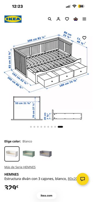 Diván Ikea Hemnes Blanco