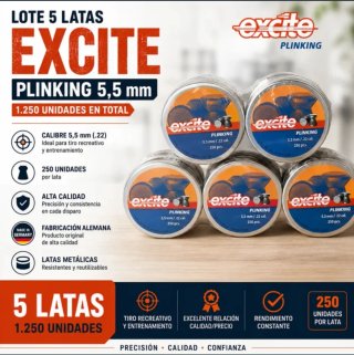 Lotto di 5 lattine Excite Plinking 5,5 mm - 1.250 unità