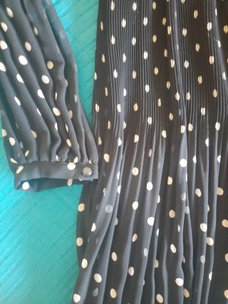 Vestido Zara corto negro lunares blancos XS