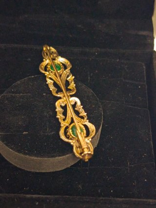 Broche Victoriano Plata Esmeralda 1880-1900