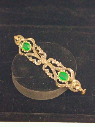 Broche Victoriano Plata Esmeralda 1880-1900