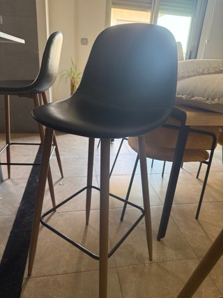 Taburetes de cocina salón cuero y madera