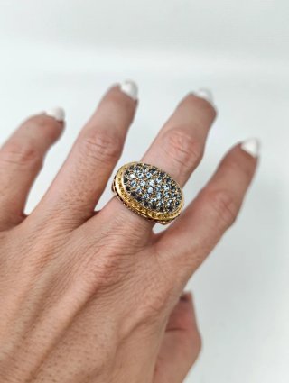 Anillo Sello Oval Oro 18kt Circonitas de colores