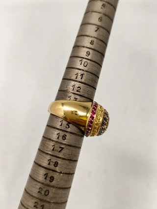 Anillo Sello Oval Oro 18kt Circonitas de colores