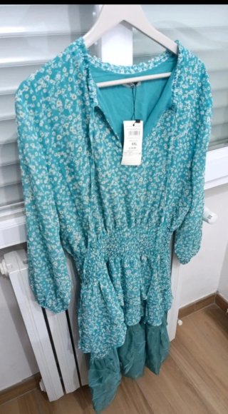 Vestito donna floreale teal XXL