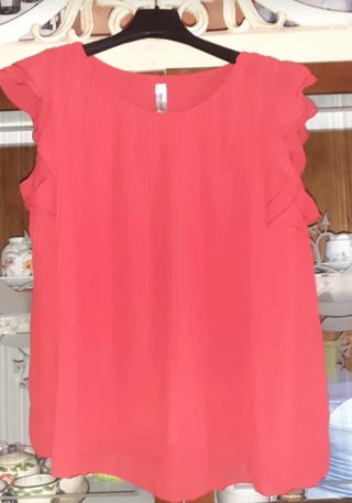 T-shirt donna manica corta volant