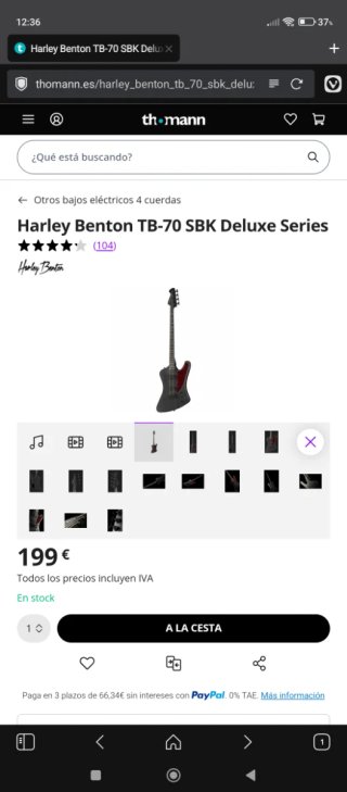 Bajo Harley Benton TB-70 SBK Negro