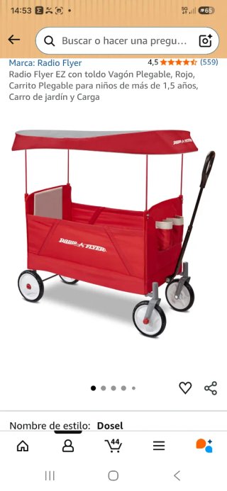 Carrito Plegable Radio Flyer c/Toldo nuevo a estre