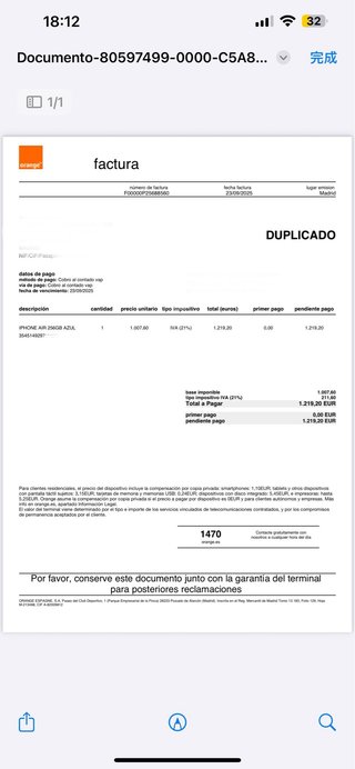 iPhone air 256Gb con garantía