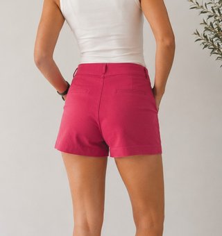 Shorts de tiro alto rosa fucsia