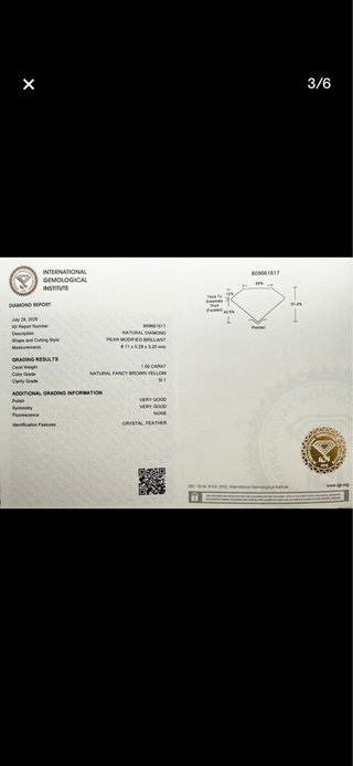 Diamante Natural 1.00 ct Fancy Brown Yellow SI1