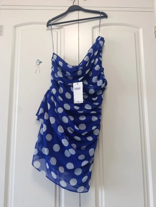 Vestido Zara lunares azul talla M