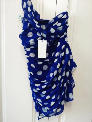 Vestido Zara lunares azul talla M