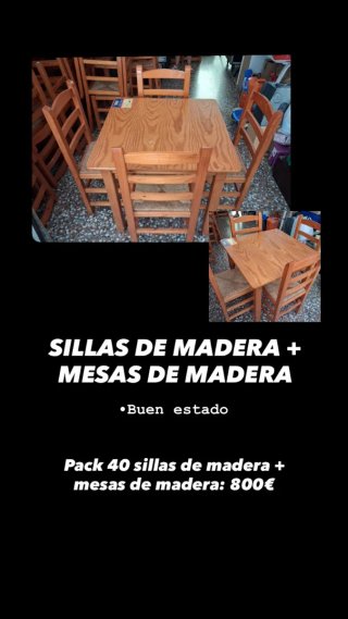 Pack 40 Sillas y Mesas de Madera