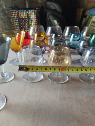 Copas de cristal vintage de colores