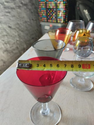 Copas de cristal vintage de colores