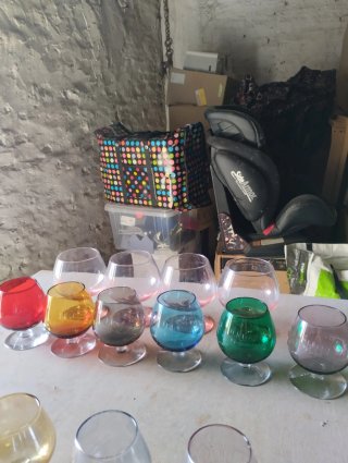 Copas de cristal vintage de colores