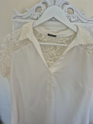 Blusa blanca encaje talla L
