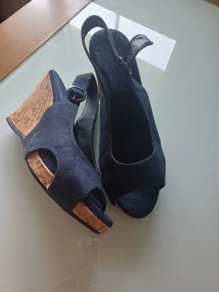 Sandalias cuña azul marino Talla 37