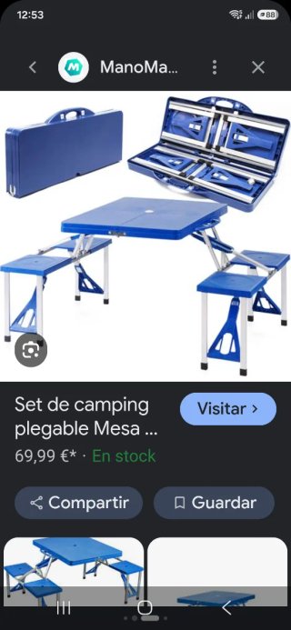 Mesa de camping plegable con 4 taburetes