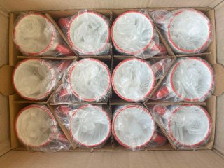 Caja 21 Tazas Cerámica Blancas y Rojas