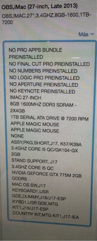iMac 27” (2013) Apple Gris/Plata