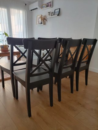 6 Sillas Negras IKEA ROSENTORP