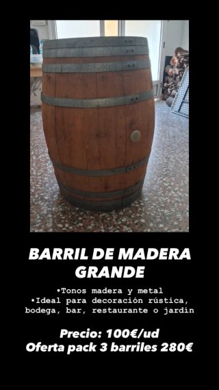 Mesa Barril de Madera Grande para bar restaurante