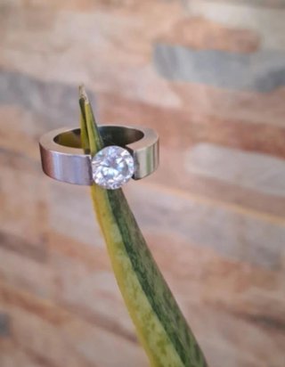Anillo solitario plata con piedra