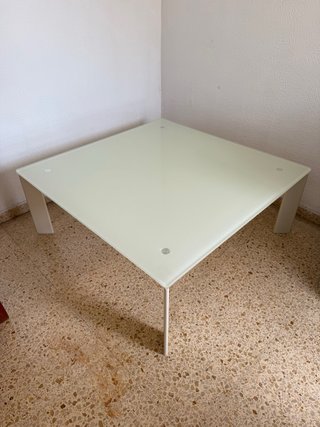 Mesa de centro IKEA SKIRÖ blanca cristal 100x100 c