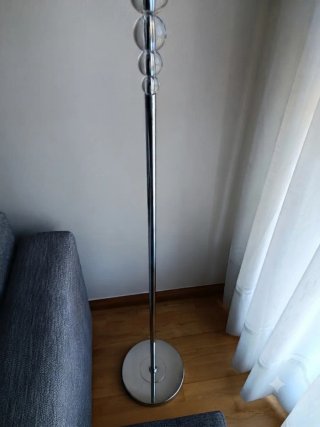 Lámpara de pie salón tela y cristal y metal