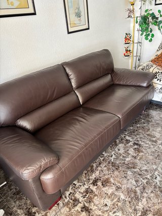 Sofás Dobles de Piel Marrón