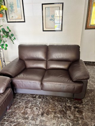 Sofás Dobles de Piel Marrón