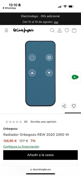 Radiador Orbegozo REW 2020 2000W