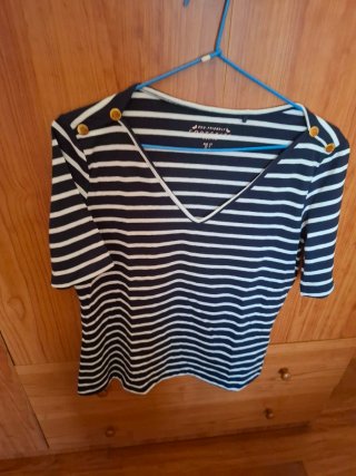 Camiseta rayas azul y blanco Corte Inglés Talla XS