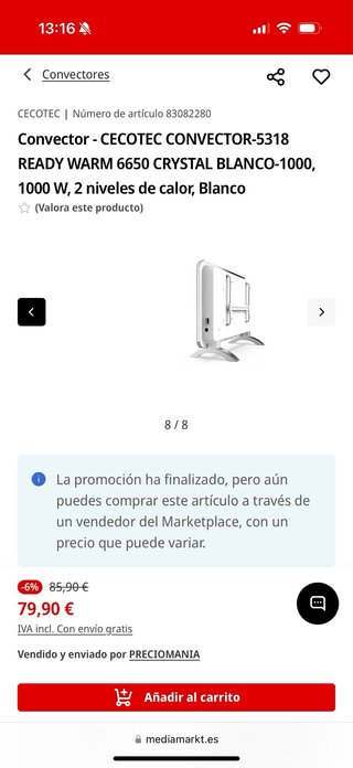 Cecotec Calefactor Radiante WiFi 2000W