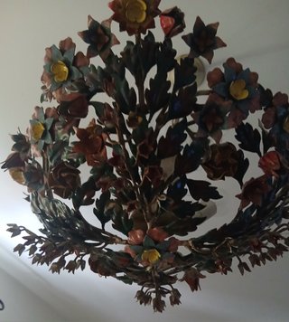 Lámpara de techo floral metal y porcelana