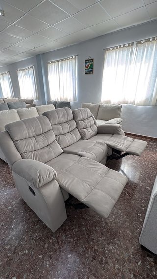 Sofá relax beige 2 plazas
