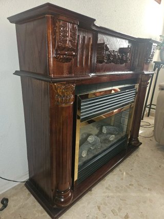 Chimenea Eléctrica Victoriana Madera y Cristal