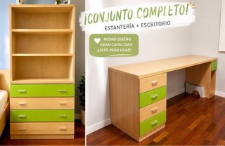 Conjunto completo escritorio + estantería con cajo