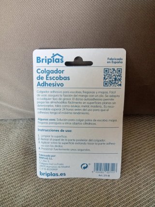 Colgador Escobas Adhesivo Briplas Blanco