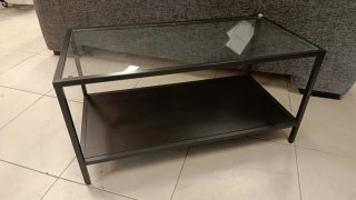 Mesa metálica con soporte de cristal 08/2026/3554