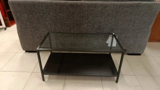Mesa metálica con soporte de cristal 08/2026/3554