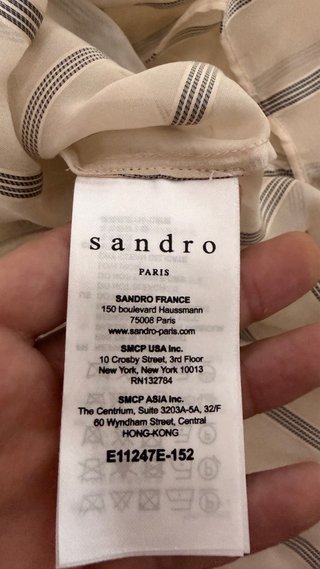 Blusa Sandro Rayas Beige y Gris