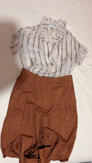 Pantalón sastrero marrón estampado