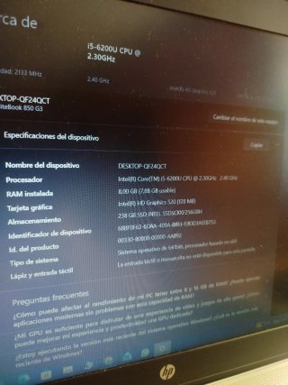 Ordenador HP EliteBook Plata y Negro