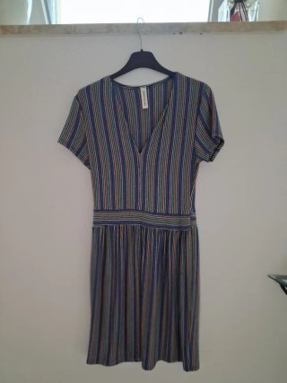Abito donna fantasia righe multicolor